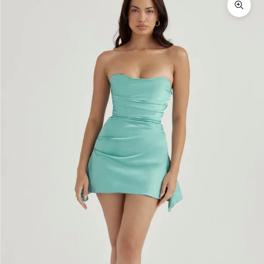 House Of Cb Strapless Aqua Mini Dress